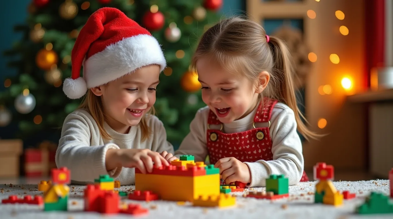 Crianças ganham blocos de montar LEGO no Natal