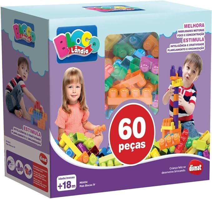 Blocos de Montar Blocolândia Dismat - 60 Peças