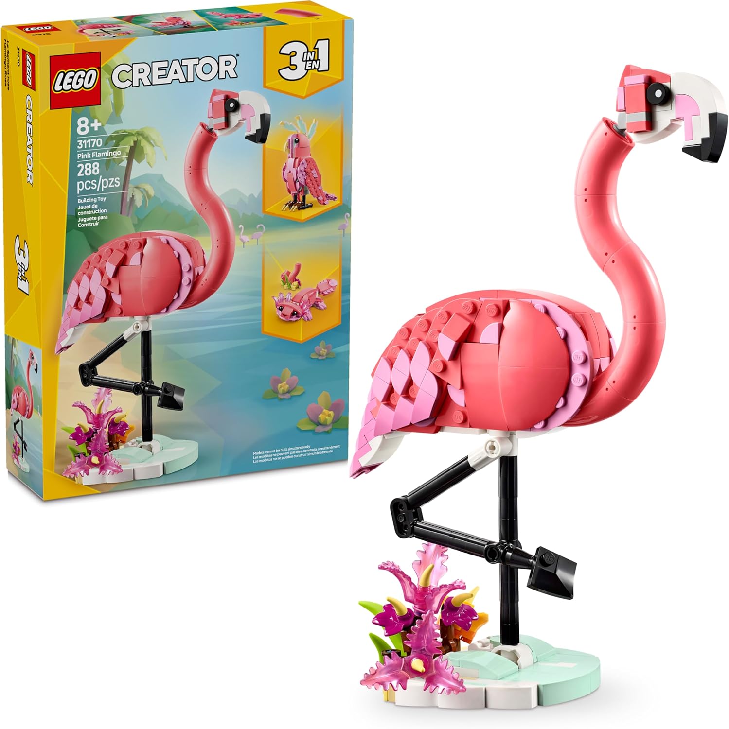 LEGO Creator 3em1: Flamingo Rosa, 288 peças