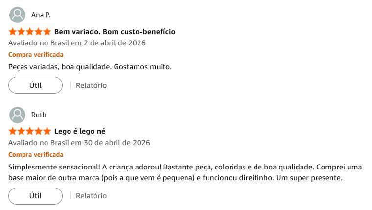 Avaliações de clientes verificados na Amazon sobre o produto LEGO Classic Caixa Média 10696